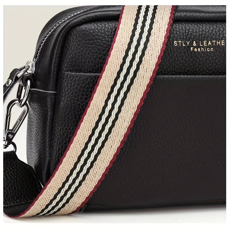 スモール レターグラフィック クロスボディバッグ|ストライプ ストラップ ショルダーバッグ|レディース ファスナー付き スクエア パース