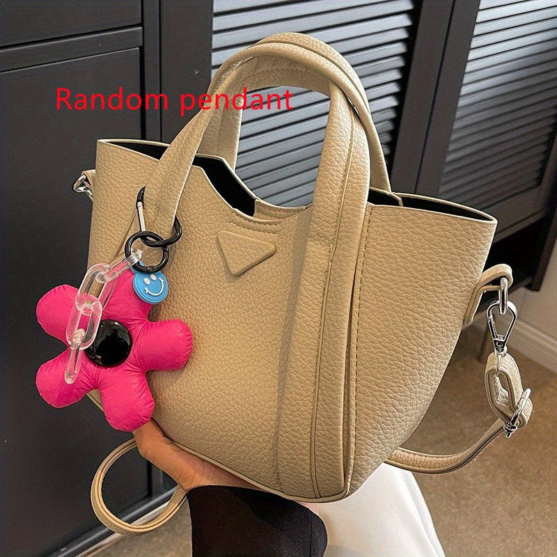 トレンド バケット クロスボディバッグ|無地 ショルダーバッグ|レディース ダブルハンドル トートバッグ