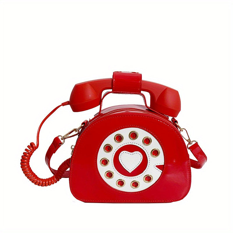 電話型 クロスボディバッグ|受話器デザイン ノベルティバッグ|女の子向け クリエイティブ コインパース