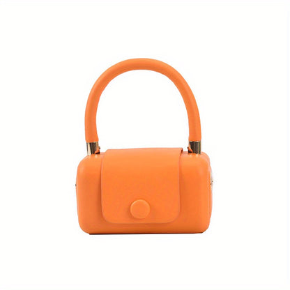 トレンド ボックス型 ハンドバッグ｜ボタン付き 無地 クロスボディバッグ｜個性派 フラップ スクエア バッグ