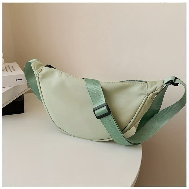 トレンド ナイロン クロスボディバッグ｜レディース 無地 ダンプリング（餃子型）パース｜軽量 トラベル ショルダーバッグ