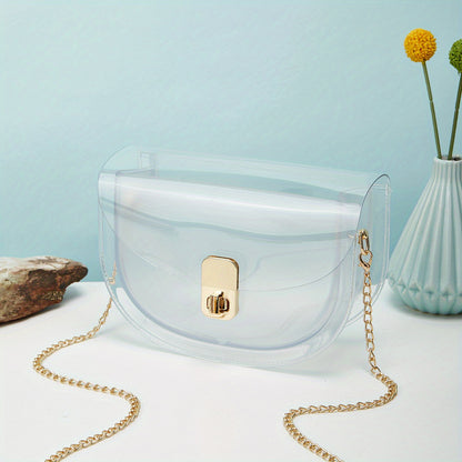 クロコダイル柄 ラメ サドルバッグ｜バックル付き トレンド クロスボディバッグ｜メタルチェーン エレガント ショルダーバッグ