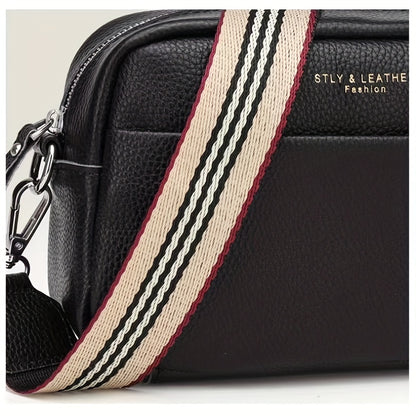 スモール レターグラフィック クロスボディバッグ｜ストライプ ストラップ ショルダーバッグ｜レディース ファスナー付き スクエア パース