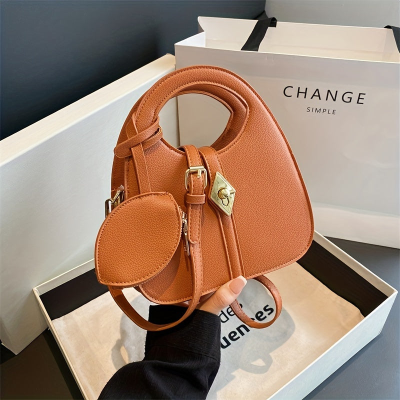 ニッチデザイン クロスボディバッグ｜レディース ターンロック ハンドバッグ｜コインケース付き ファッション ショルダーバッグ