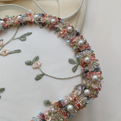 トレンド フラワー刺繍 ラウンドバッグ｜ビーズ装飾 サッチェルバッグ｜ファスナー付き スタイリッシュ ショルダーバッグ