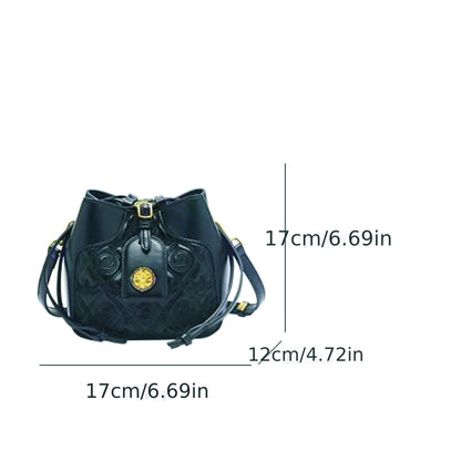 アーガイル刺繍 バケットバッグ｜ヴィンテージ風 通勤 クロスボディバッグ｜レディース ミニ 巾着 パース