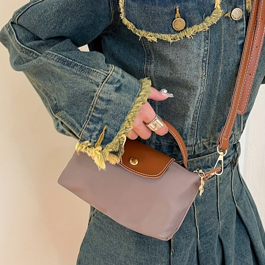 軽量 ナイロン クロスボディバッグ｜ミニ ボタン装飾 ハンドバッグ｜レディース 持ち運び便利 コインパース