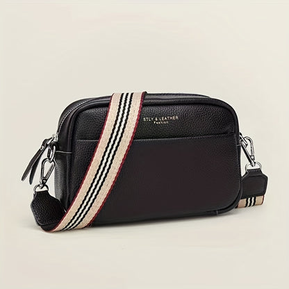 スモール レターグラフィック クロスボディバッグ｜ストライプ ストラップ ショルダーバッグ｜レディース ファスナー付き スクエア パース