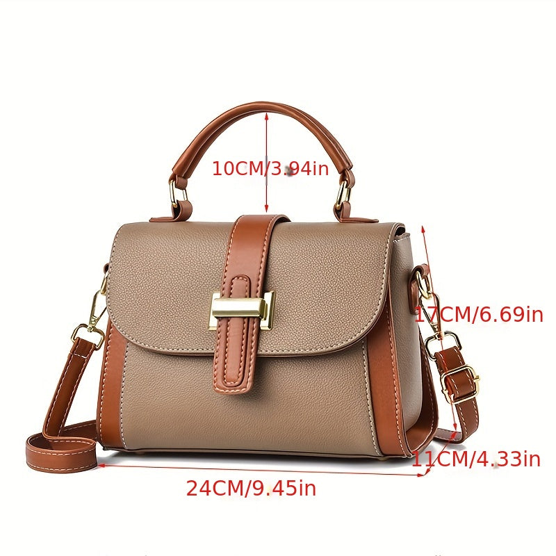 トップハンドル付き ハンドバッグ｜大容量 ショルダーバッグ｜マグネット＆ファスナー PUレザー クロスボディバッグ