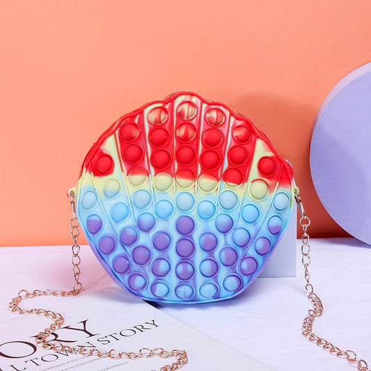 レディース プッシュポップ バブルバッグ｜カラーブロック シェルデザイン ノベルティバッグ