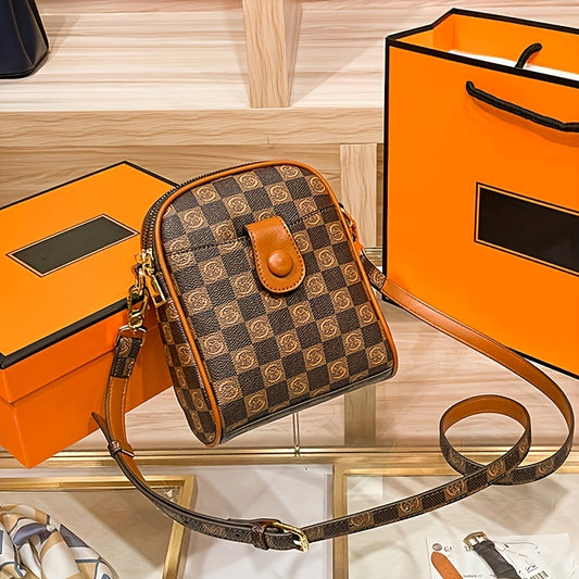 チェック柄 クロスボディバッグ｜スマホ対応 ミニショルダーバッグ｜ファスナー付き デイリーポーチ