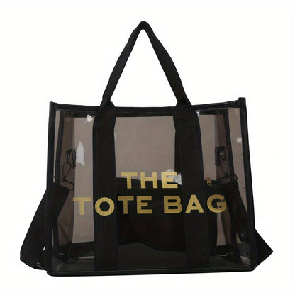 レターパターン トートショルダーバッグ｜クリア サッチェルバッグ｜オールマッチ クロスボディバッグ