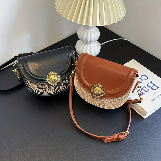 レディース ヴィンテージデザイン サドルバッグ｜オールマッチ ショルダーバッグ｜軽量 ニッチデザイン バッグ