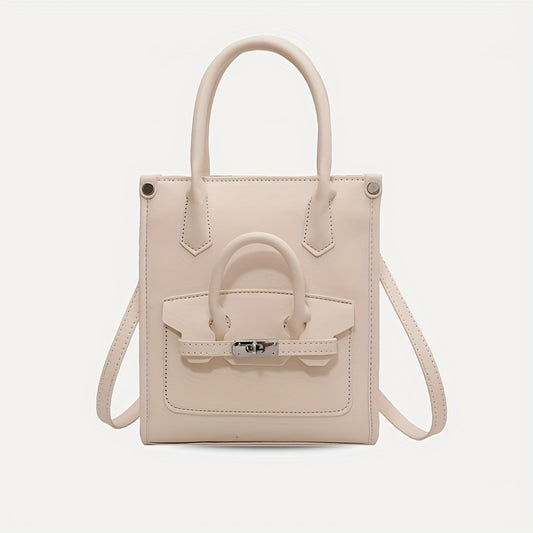 ニッチデザイン スクエア ショルダーバッグ｜無地 オールマッチ サッチェルバッグ｜レディース ターンロックバッグ