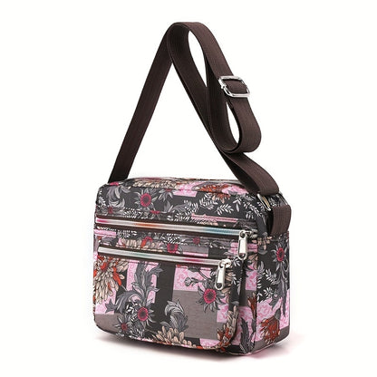 ヴィンテージ柄 スクエア ショルダーバッグ｜レディース ファスナー付き クロスボディバッグ｜通勤・旅行用 クラシックバッグ