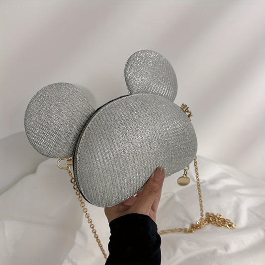 カートゥーン ベア スパンコール バッグ｜トレンド チェーン クロスボディバッグ｜レディース リップ収納用 ミニ ノベルティ パース