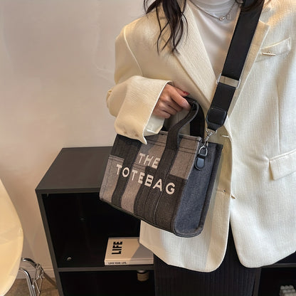 ステッチ デニム トートバッグ｜ヴィンテージ風 クロスボディバッグ｜通勤・旅行・通学用 レディース トップハンドルバッグ