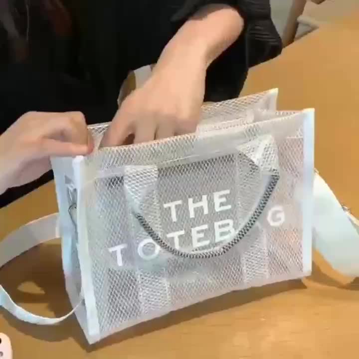 クリア メッシュ デザイン トートバッグ｜大容量 ジェリー クロスボディバッグ｜防水 ビーチバッグ 旅行・海・プール用