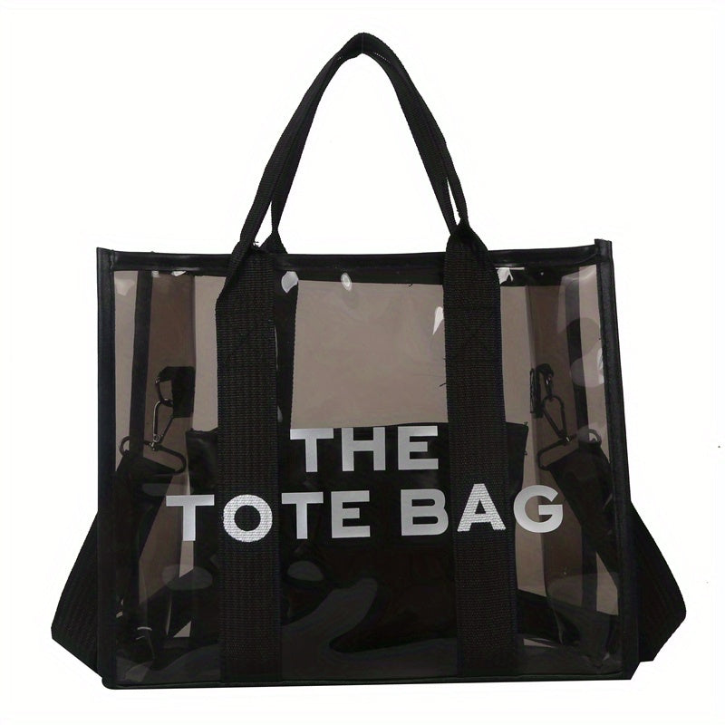 レターパターン トートショルダーバッグ｜クリア サッチェルバッグ｜オールマッチ クロスボディバッグ