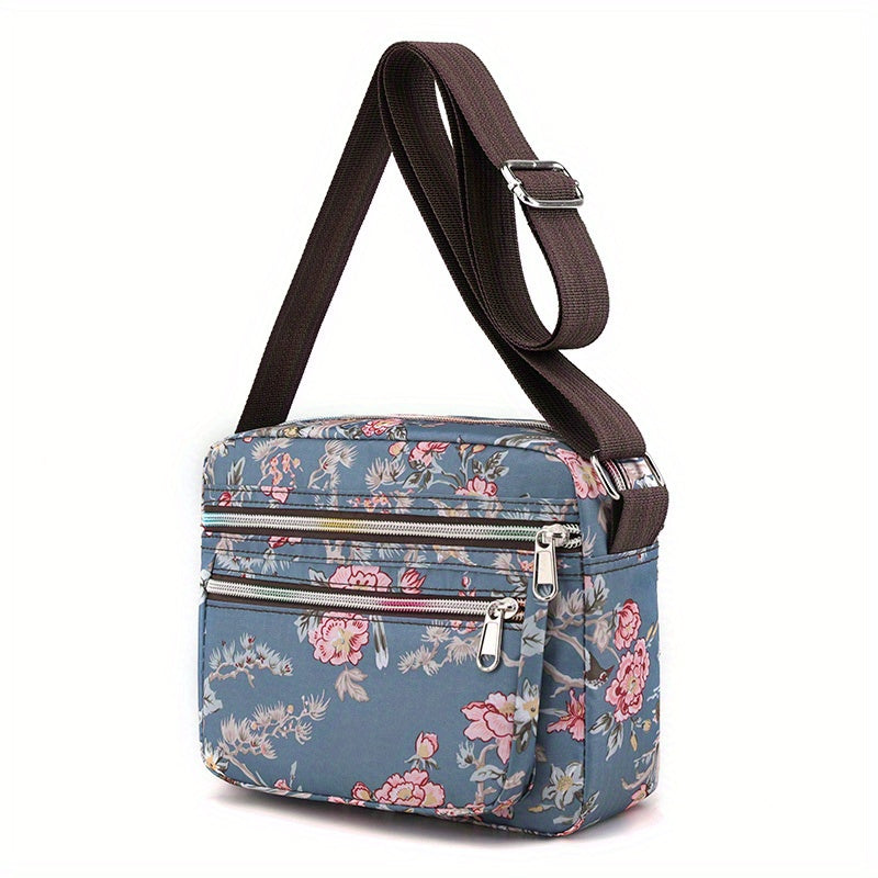 ヴィンテージ柄 スクエア ショルダーバッグ｜レディース ファスナー付き クロスボディバッグ｜通勤・旅行用 クラシックバッグ