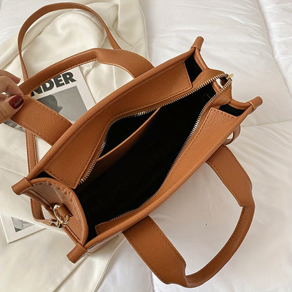 トレンド レターグラフィック トートバッグ｜PUレザー クロスボディバッグ｜通勤・通学・旅行用 レディース トップハンドル サッチェルバッグ