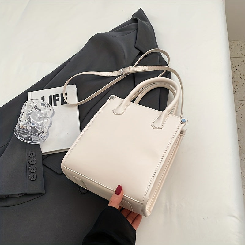 ニッチデザイン スクエア ショルダーバッグ｜無地 オールマッチ サッチェルバッグ｜レディース ターンロックバッグ