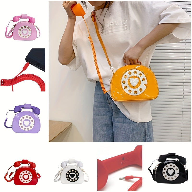 電話型 クロスボディバッグ｜受話器デザイン ノベルティバッグ｜女の子向け クリエイティブ コインパース