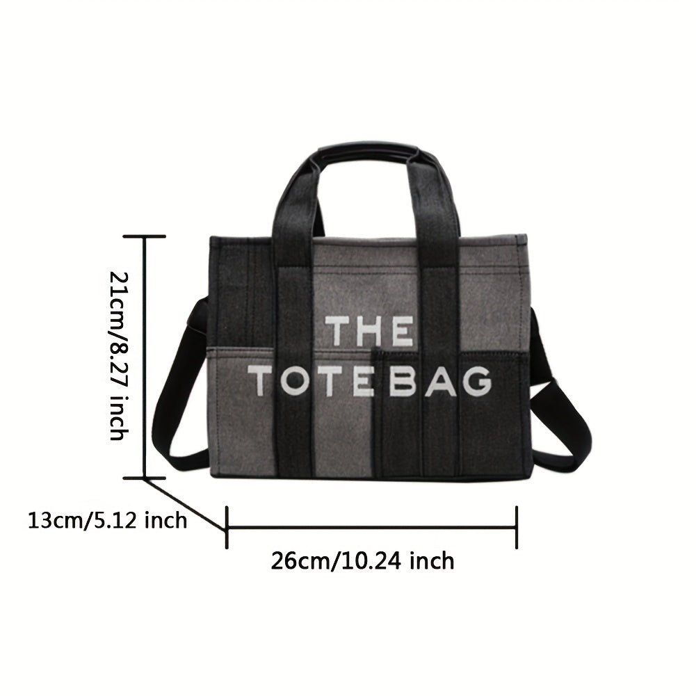 ステッチ デニム トートバッグ｜ヴィンテージ風 クロスボディバッグ｜通勤・旅行・通学用 レディース トップハンドルバッグ