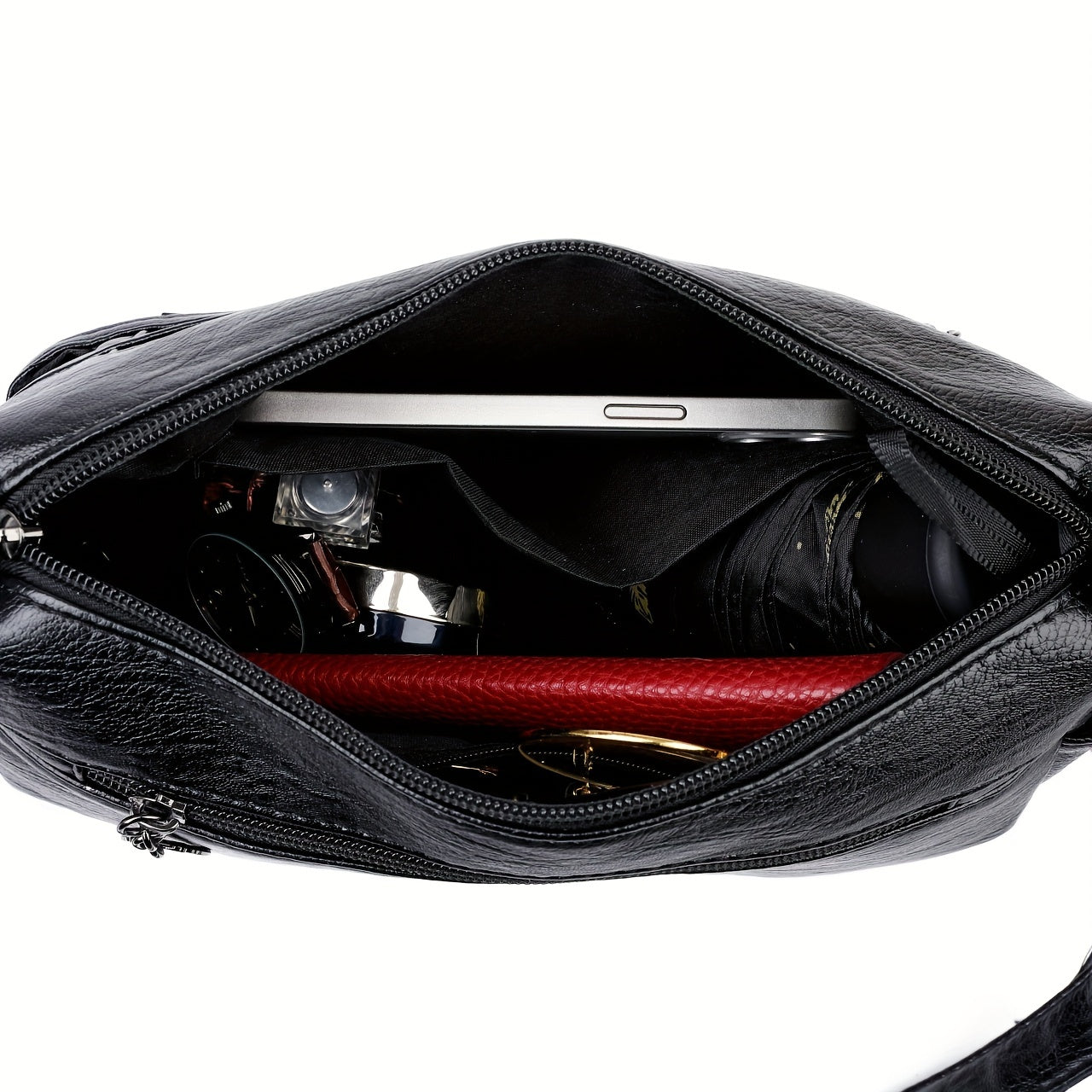 ボタン装飾 クロスボディバッグ｜レディース 多ポケット ハンドバッグ｜ファッション PU ショルダーバッグ