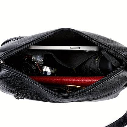 ボタン装飾 クロスボディバッグ｜レディース 多ポケット ハンドバッグ｜ファッション PU ショルダーバッグ