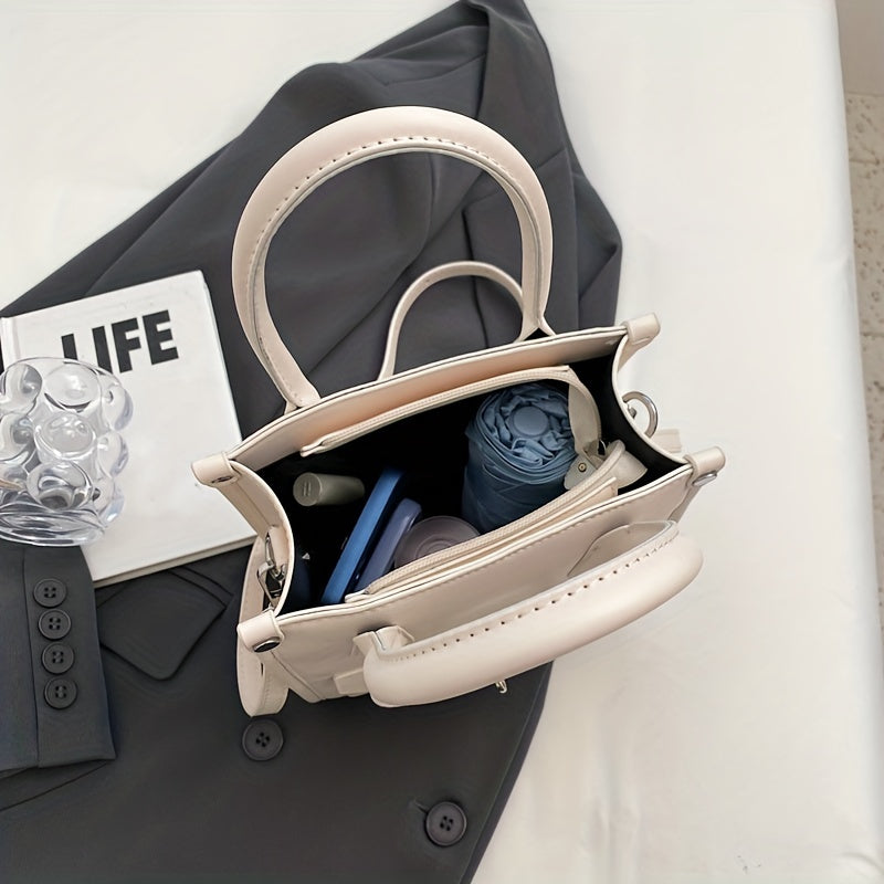 ニッチデザイン スクエア ショルダーバッグ｜無地 オールマッチ サッチェルバッグ｜レディース ターンロックバッグ