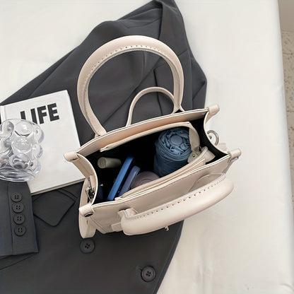 ニッチデザイン スクエア ショルダーバッグ｜無地 オールマッチ サッチェルバッグ｜レディース ターンロックバッグ