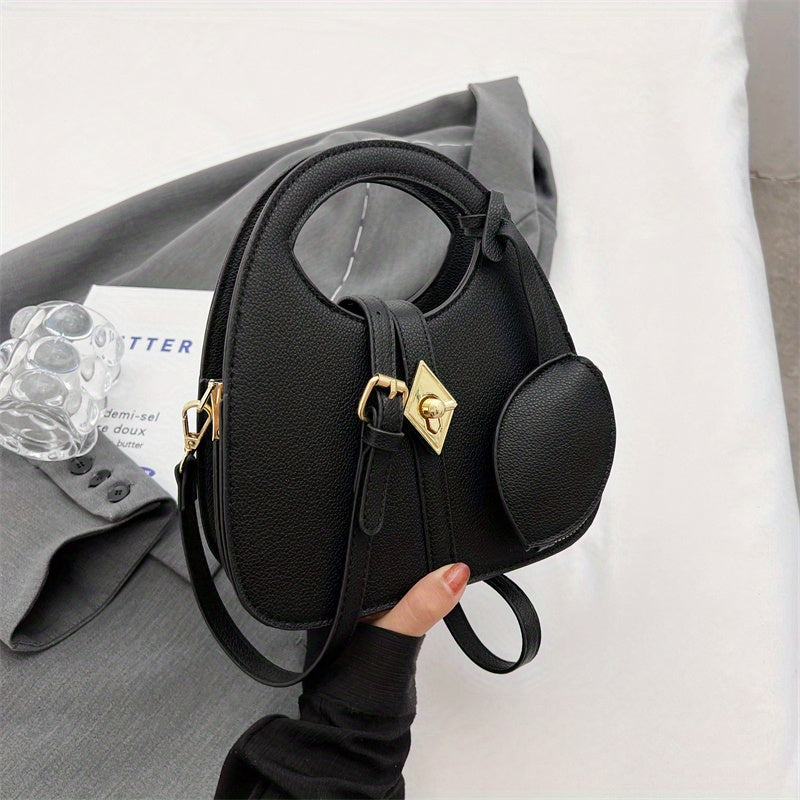 ニッチデザイン クロスボディバッグ｜レディース ターンロック ハンドバッグ｜コインケース付き ファッション ショルダーバッグ