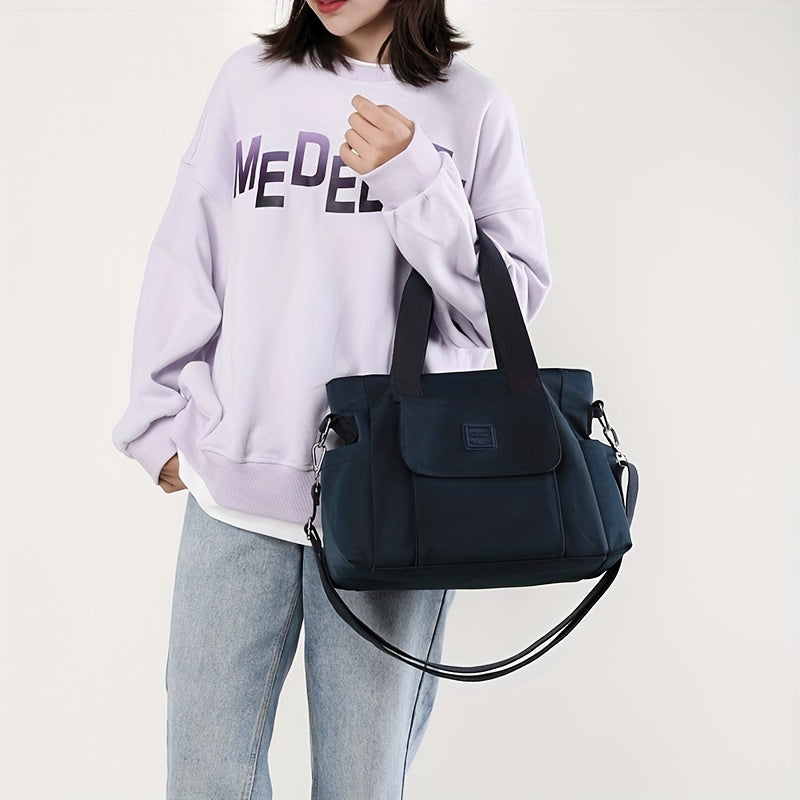 カジュアル ミニマル クロスボディバッグ｜通勤向け 無地 サッチェルバッグ｜シンプル 大容量 レディースバッグ