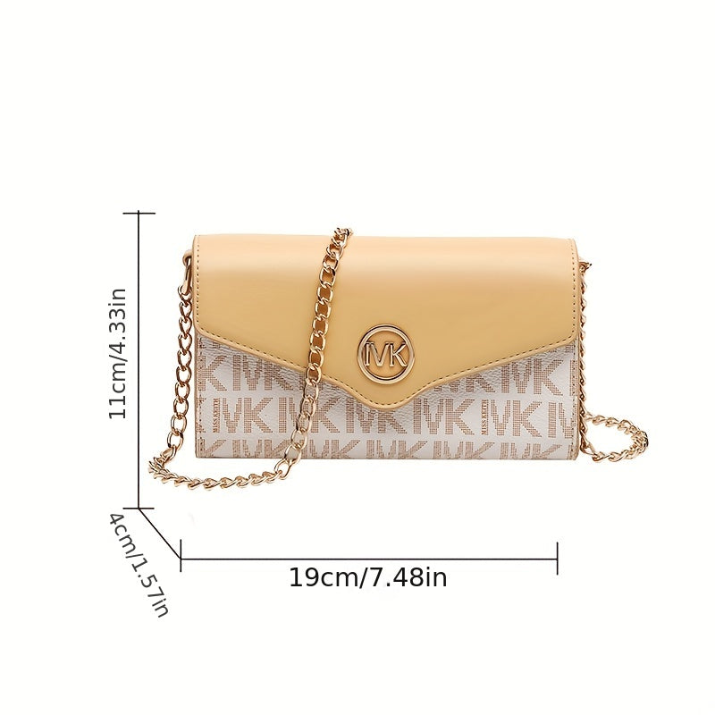 クラシック レターパターン パース｜フラップ クロスボディバッグ｜ヴィンテージ チェーンバッグ｜レディース ショルダーバッグ