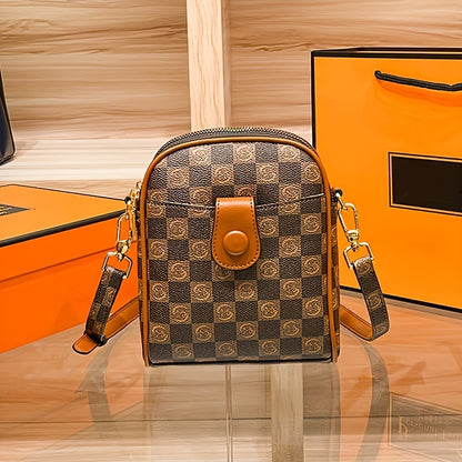 チェック柄 クロスボディバッグ｜スマホ対応 ミニショルダーバッグ｜ファスナー付き デイリーポーチ