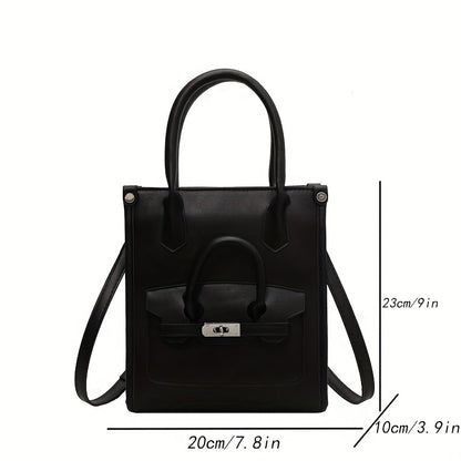 ニッチデザイン スクエア ショルダーバッグ｜無地 オールマッチ サッチェルバッグ｜レディース ターンロックバッグ