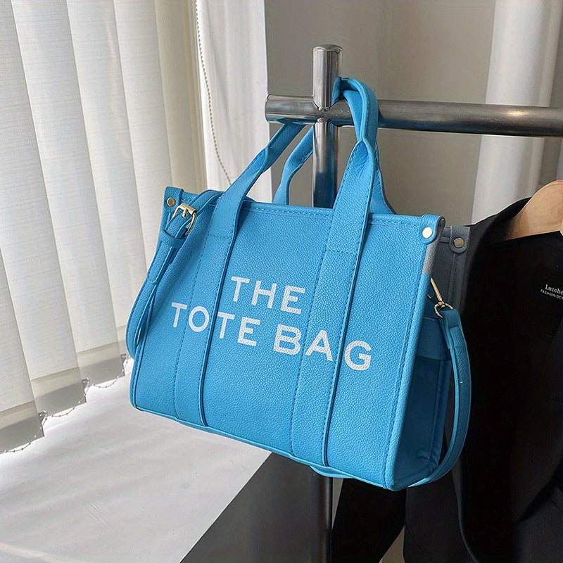 トレンド レターグラフィック トートバッグ｜PUレザー クロスボディバッグ｜通勤・通学・旅行用 レディース トップハンドル サッチェルバッグ