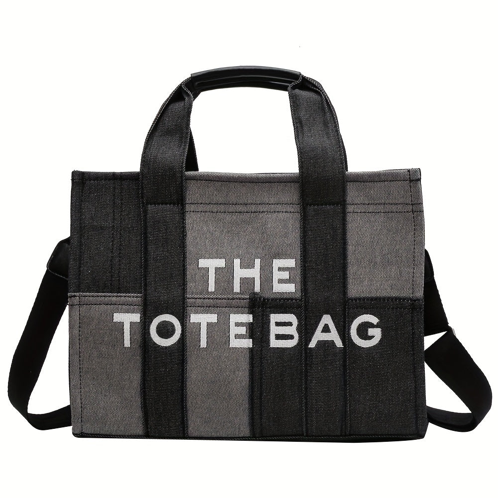 ステッチ デニム トートバッグ｜ヴィンテージ風 クロスボディバッグ｜通勤・旅行・通学用 レディース トップハンドルバッグ