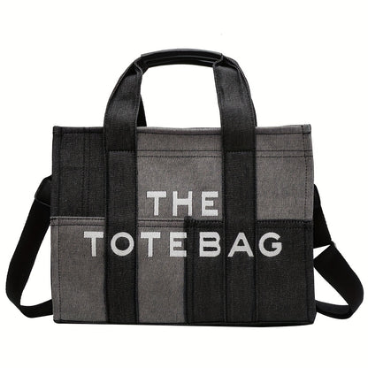 ステッチ デニム トートバッグ｜ヴィンテージ風 クロスボディバッグ｜通勤・旅行・通学用 レディース トップハンドルバッグ