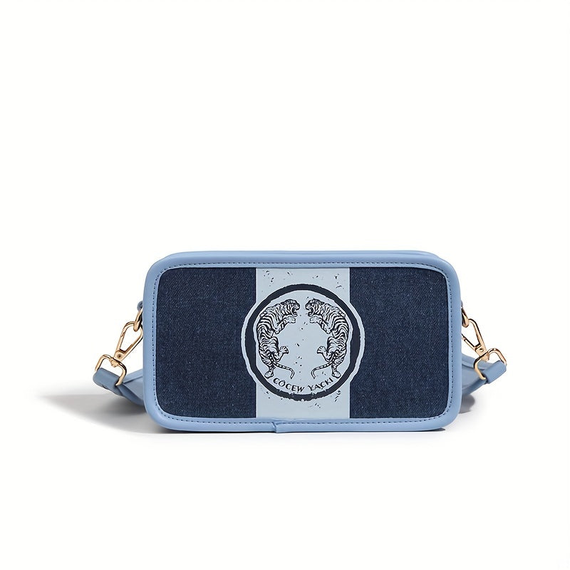 配色デザイン クロスボディバッグ｜ファッション キャンバス スクエア パース｜コインケース2個付き ミニ ショルダーバッグ