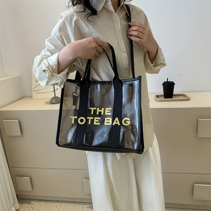 レターパターン トートショルダーバッグ｜クリア サッチェルバッグ｜オールマッチ クロスボディバッグ