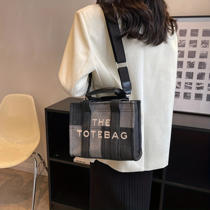 ステッチ デニム トートバッグ｜ヴィンテージ風 クロスボディバッグ｜通勤・旅行・通学用 レディース トップハンドルバッグ