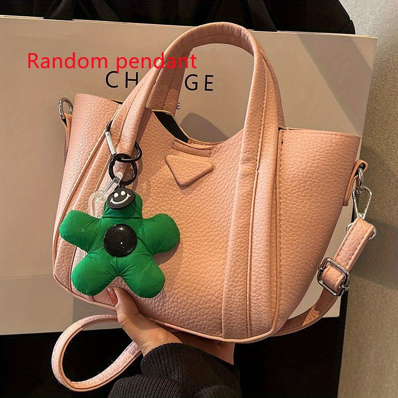 トレンド バケット クロスボディバッグ｜無地 ショルダーバッグ｜レディース ダブルハンドル トートバッグ