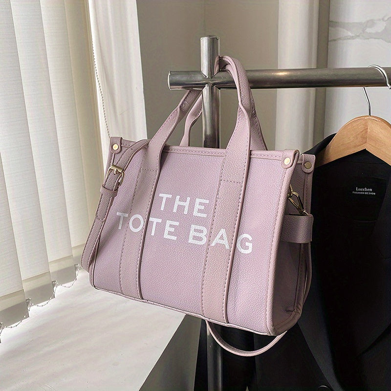 トレンド レターグラフィック トートバッグ｜PUレザー クロスボディバッグ｜通勤・通学・旅行用 レディース トップハンドル サッチェルバッグ