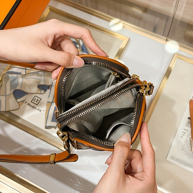 チェック柄 クロスボディバッグ｜スマホ対応 ミニショルダーバッグ｜ファスナー付き デイリーポーチ