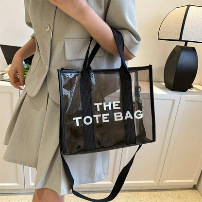 レターパターン トートショルダーバッグ｜クリア サッチェルバッグ｜オールマッチ クロスボディバッグ