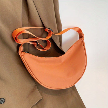 トレンド ナイロン クロスボディバッグ｜レディース 無地 ダンプリング（餃子型）パース｜軽量 トラベル ショルダーバッグ