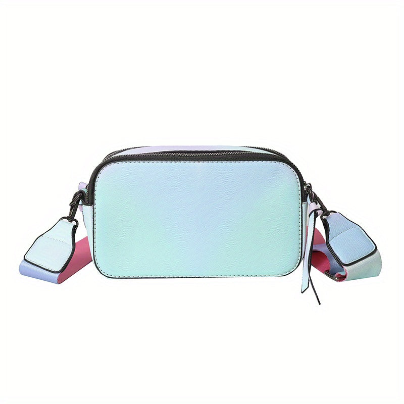 タイダイ レインボーカラー ファスナー ショルダーバッグ｜ダブルファスナー クロスボディバッグ｜長さ調節可能 ストラップ付き