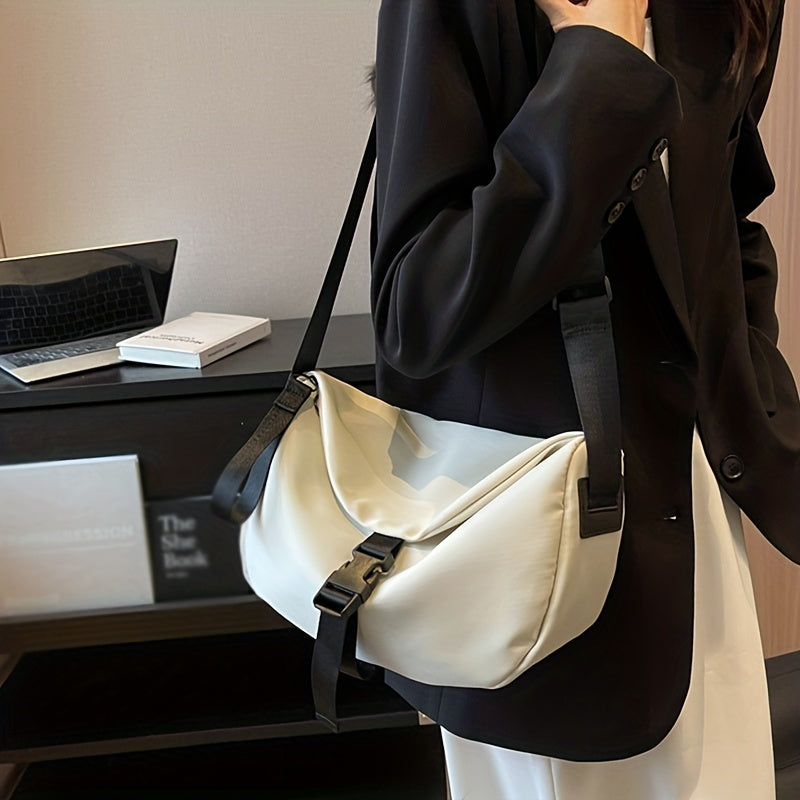 トレンド カジュアル 三日月型バッグ｜ファスナー付き レディース クロスボディバッグ｜バックル付き オールマッチ ショルダーバッグ